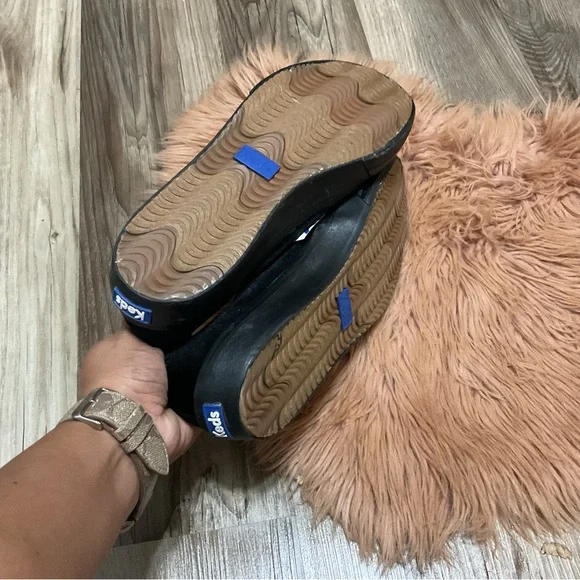 Keds Black Velvet Embroidered Flats Size 10 - Picture 5 of 5